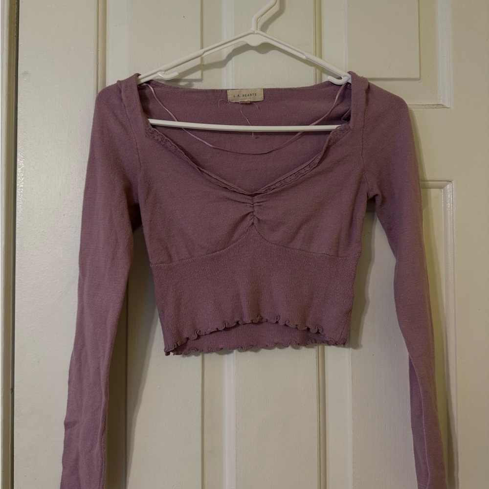 PacSun Mauve Long Sleeve Crop Top